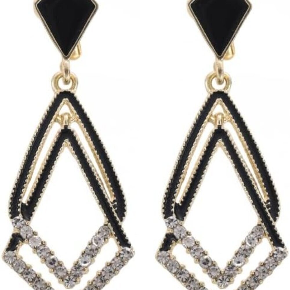 Women's Black Zinc Ear Clips Non Pierced Elegant Bridal Prom Accessories